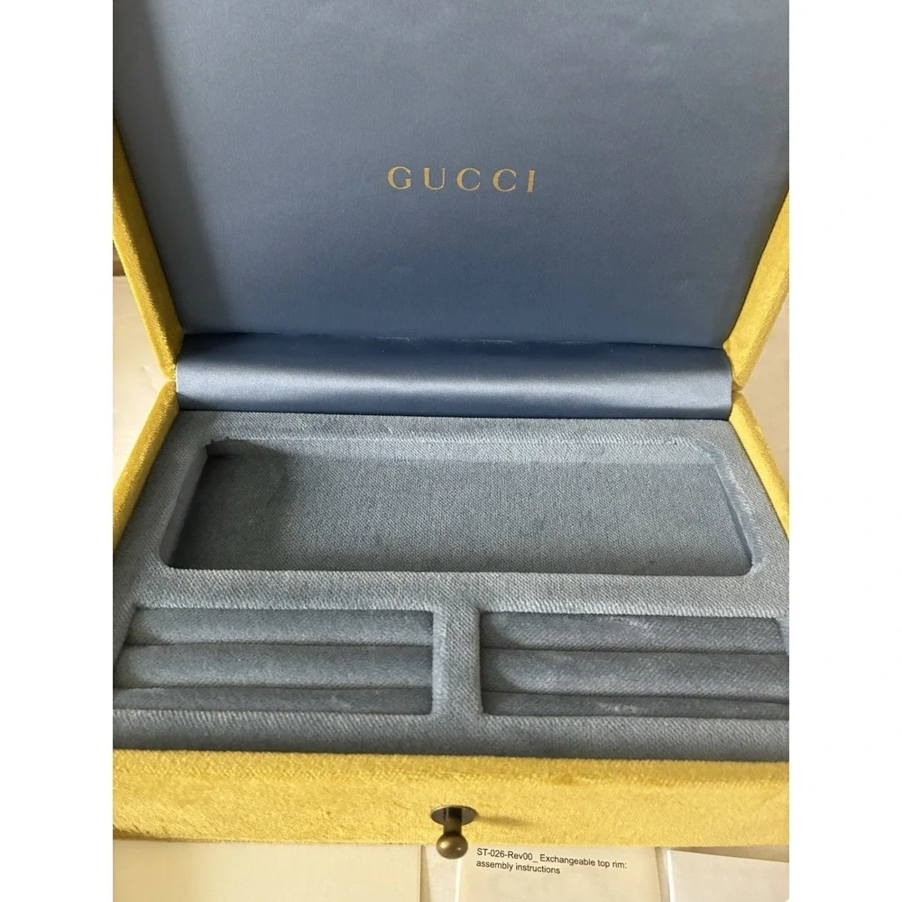 Gucci Box Dust Bag Chartreuse For Exchangeable Top Rim Glasses‎ Jewelry 7.5x5x3